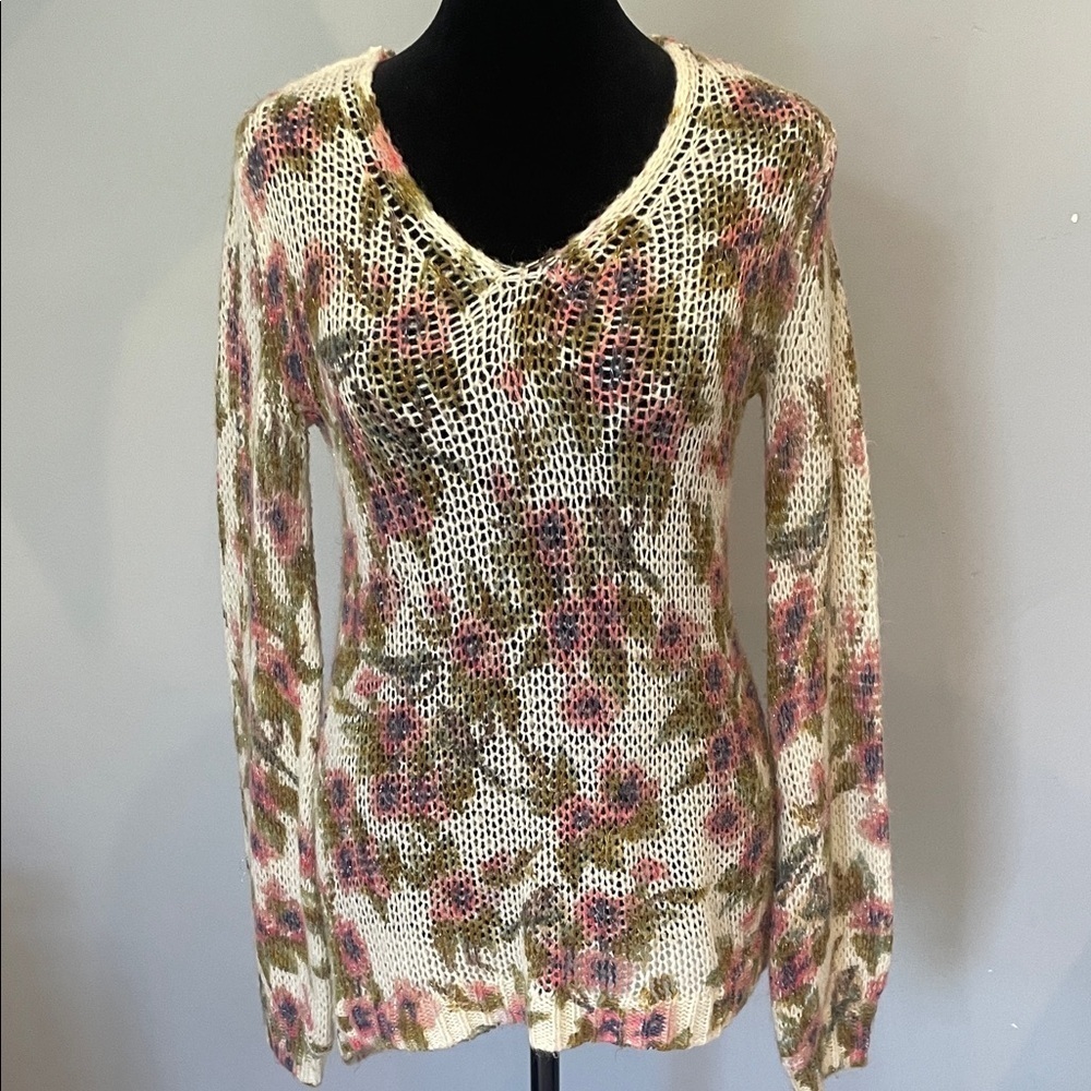 Floral Knit Sweater by Lauren Conrad -Disney collab xs pink and green